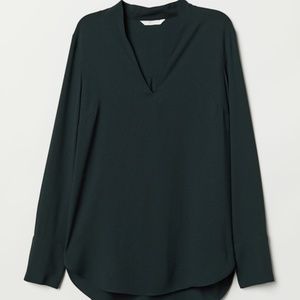 H&M Green V Neck Blouse - NWT - Sz 4